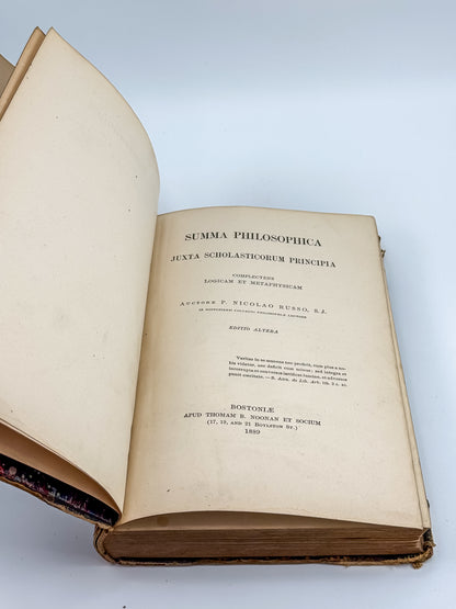 1889 Summa Philosophica - Latin Scholastic Philosophy by P. Nicolao Russo