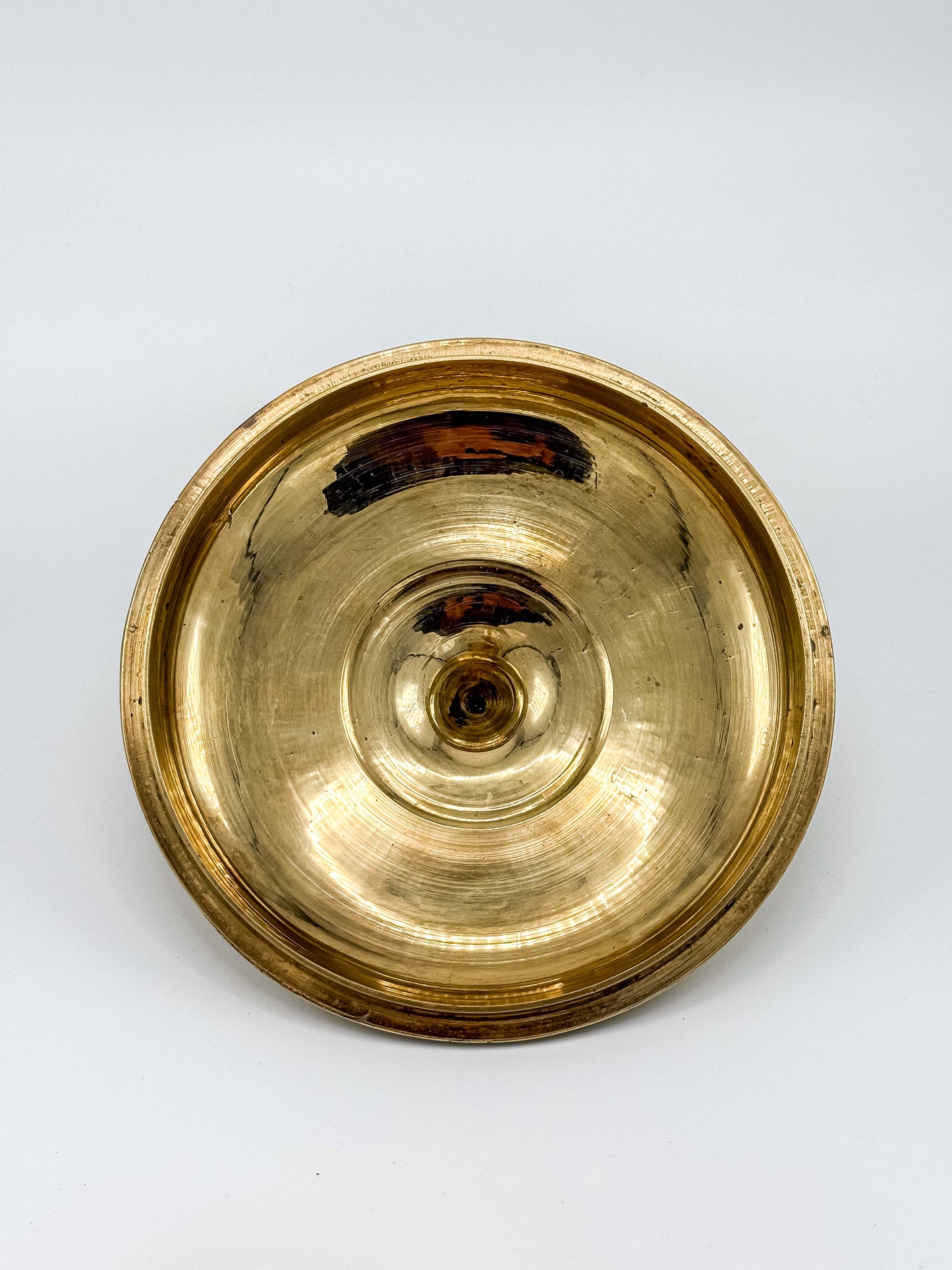 Vintage Brass Etched Floral Round Trinket Box