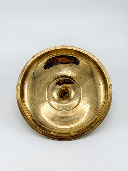 Vintage Brass Etched Floral Round Trinket Box