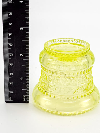 Vintage Joe St Claire Uranium Vaseline Glass Toothpick Matchstick Holder